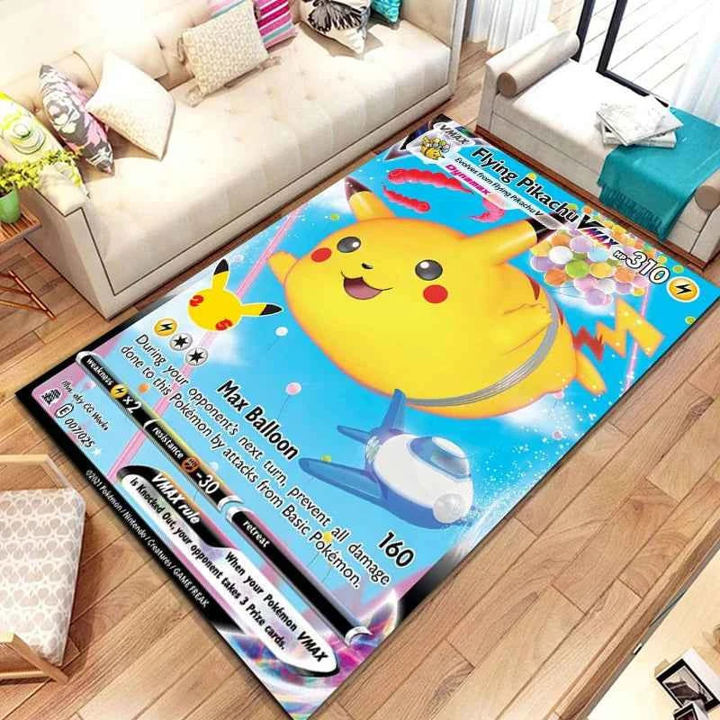 Pokemon Anime Card Pattern Large Area Rug 3D Carpet for Home Living Room Children's Bedroom Sofa Non-slip Kids Doormat Decor M