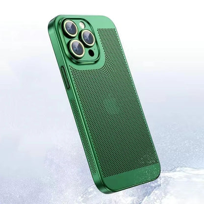 Electroplated Border Honeycomb Mesh Shell Phone Case For Iphone 11 12 13 14 15 16 Pro Max 14Plus XS Max Heat Dissipation Cover