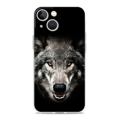 Luxury Transparent Phone Case For iPhone 15 14 13 12 11 Pro Max XS X XR 7 8 Plus Clear Cover Black Cheetah Tiger Lion Animals