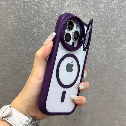 16 ProMax Flip Lens Bracket Magsafe Case for iPhone 16 15 14 13 12 11 Pro Max 16 Plus Fashion Nylon Lanyard Clear Magnetic Cover