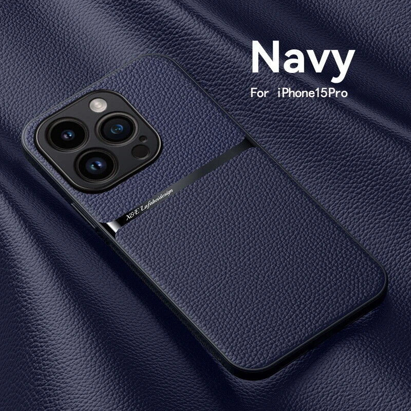 Magnetic Leather Phone Case For iPhone 16 13 12 11 Pro Max Matte Cases For iPhone 15 14 Pro Max 16 Plus Lens Protector Cover