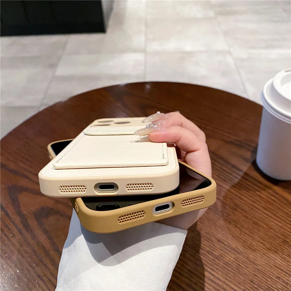 Elegant Leather Card Holder Wallet Case for iPhone 17