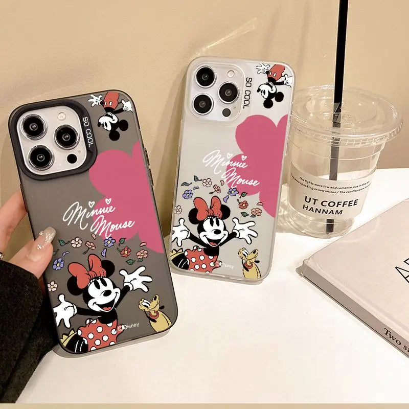 Mickeyy Minniee Mouses cute Phone Case For iPhone 15 14 13 12 11 Pro Max 7 8 Plus XR XS MAX Y2K oil painting ﻿