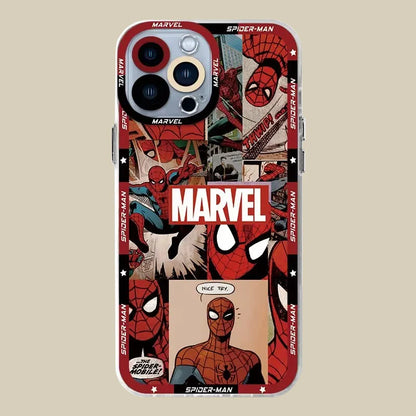 Spider Case For iPhone 16 Pro Max 15 14 Plus 13 12 11 Pro XR XS X 8 7 SE 2020 Soft Silicone Clea SpiderMannn Cover