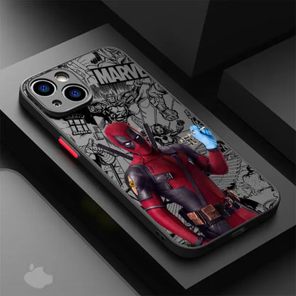 Marvel Deadpool Hard PC Luxury Matte Cover Case for iPhone 16 15 XR X 14 16 Plus XS Max 13 Mini 15 16 Pro Max 12 11 Pro 12 Pro