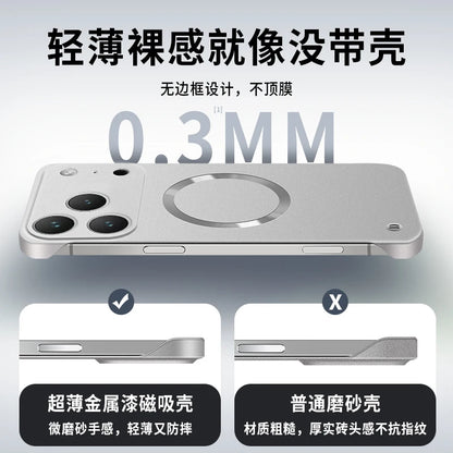 For Iphone 17 Pro Max Metallic Paint Frameless Ultra Thin Hard PC Case for Iphone 17 Air 17Pro Magnetic Magsafe Protect Cover
