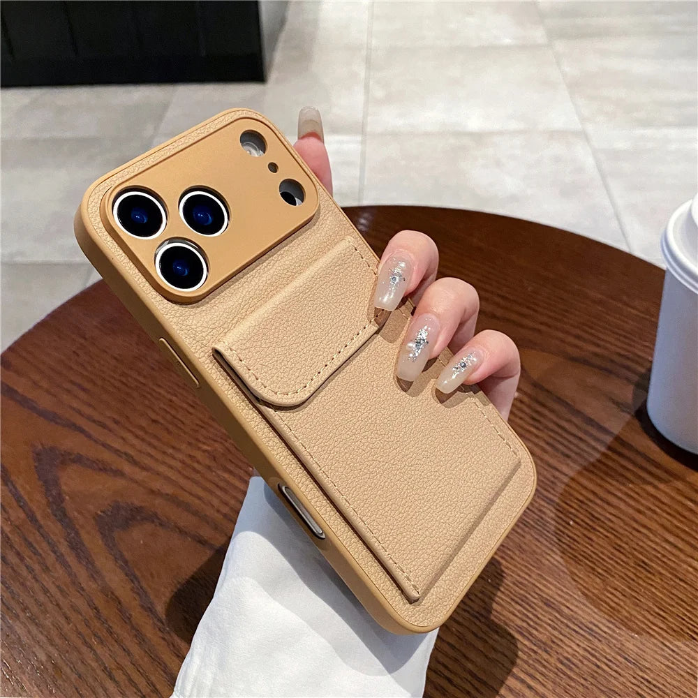 Elegant Leather Card Holder Wallet Case for iPhone 17
