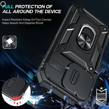 Case For iPhone 16 15 14 13 12 11 Pro XS Max XR Plus Camera Slide Military Grade Armor Protection 360 Degree Rotate Armor Cover