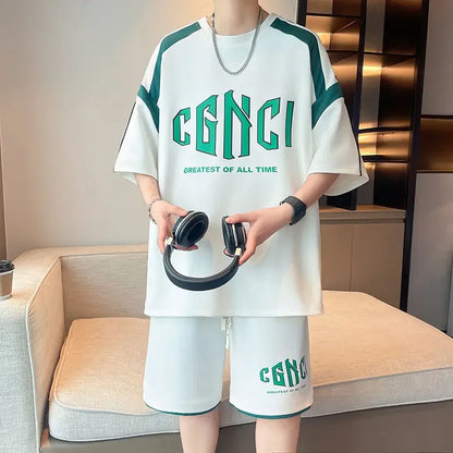 T-shirts Shorts Suits For Men Khaki Tracksuit Sweatshirts Man Sets Sweatsuit New In Tops & Tees Clothing Youthful Emo Chic Tee
