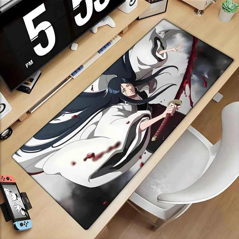 Large Mouse Pad black white Anime BLEACH Mause Mats Gaming Accessories Office Gamer Keyboard Desk Mat Unohana Retsu Mousepad