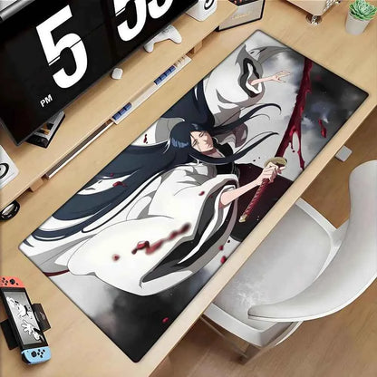 Large Mouse Pad black white Anime BLEACH Mause Mats Gaming Accessories Office Gamer Keyboard Desk Mat Unohana Retsu Mousepad