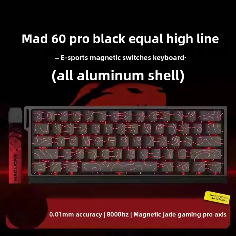 MADLIONS MAD 60/68HE Gaming Magnetic Switch Keyboard 61/68 Key Web Drive 8K Wired Custom Return RT Adjustable Keystroke Hot Swap