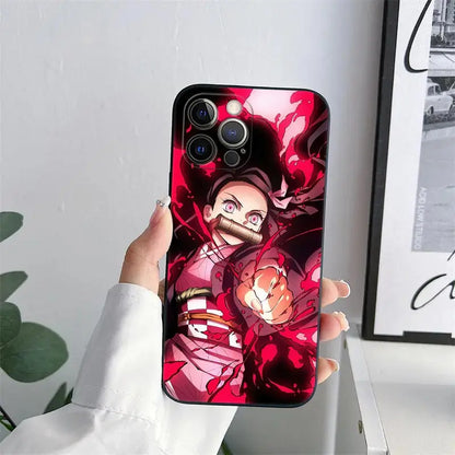 Demon-Slayer Tanjiro Anime Phone Case for iPhone 11 15 Pro Max Case 14 Plus 13 Pro 12 11 X XR 7 8 SE Soft Cover Kimetsu No Yaiba