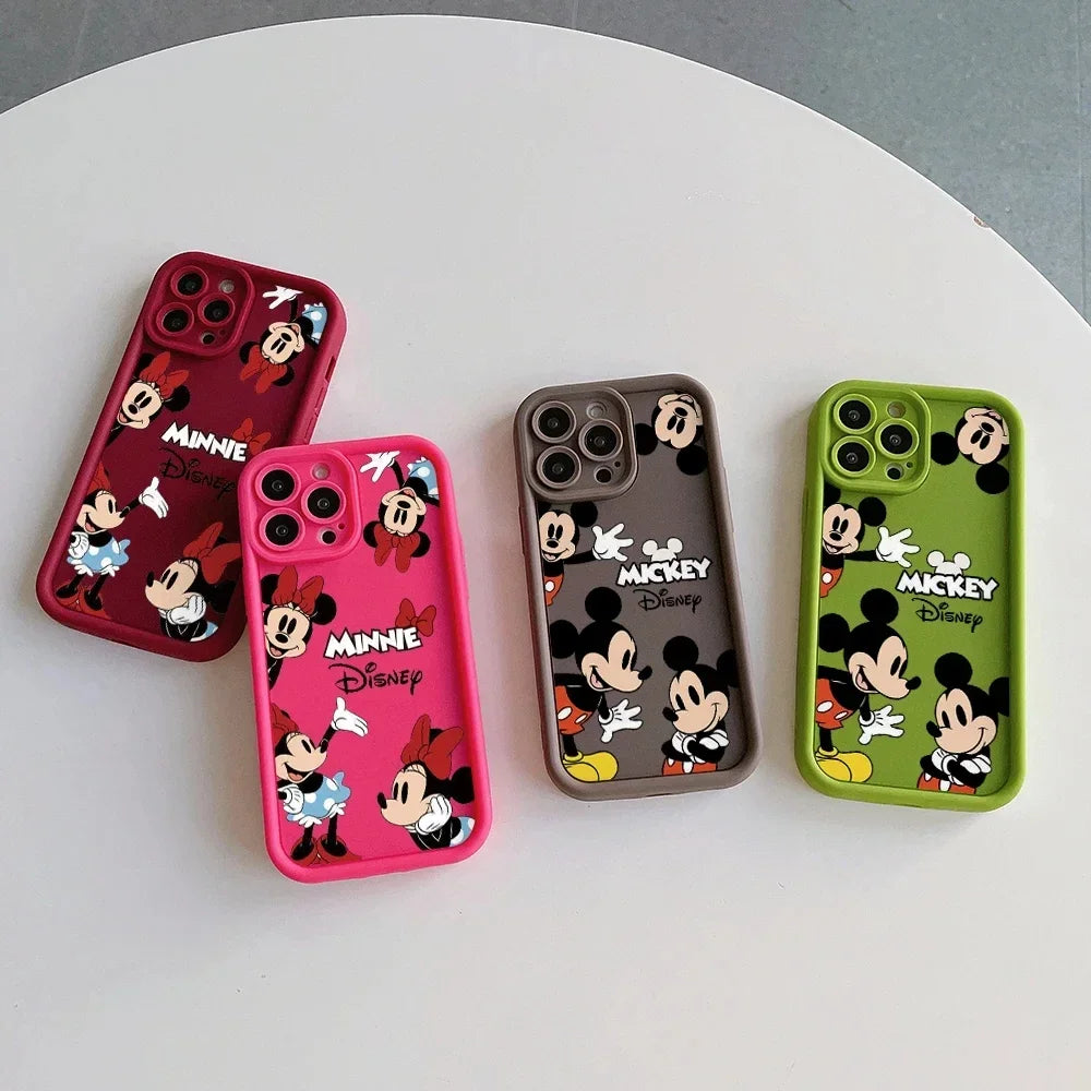 Cartoon Characters Mickeyyy Cute Silicone Phone Case For iPhone 14 12 13 11 15 Pro Max XR XS X 7 8 Plus Shockproof Back Cover