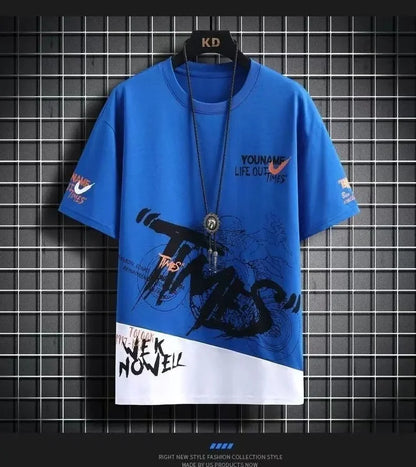 Loose Short Sleeve round Neck T-Shirt Thin Summer Casual Style for Men Breathable Streetwear Student Stall Short T-Shirt