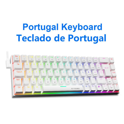 E-YOOSO Z686 RGB USB 60% Mini slim Mechanical Gaming Wired Keyboard Red Switch 68 Keys Gamer for Compute PC Laptop