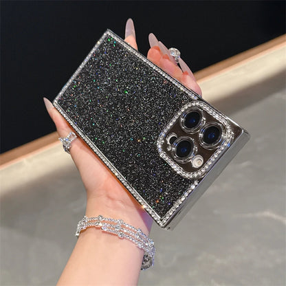 Luxury Diamond Sequin Bling Glitter Case For iPhone 16 15 14 13 Pro Max Electroplated Soft Silicone Shockproof Bumper Cover
