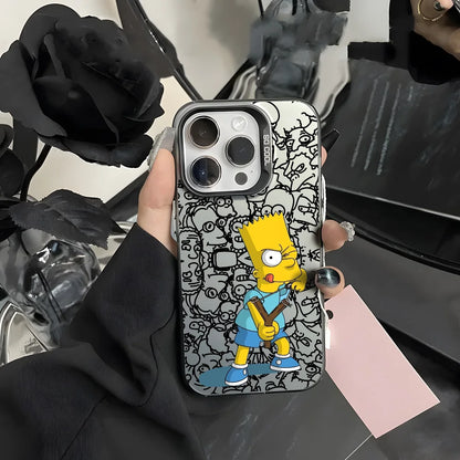 Simpsonn Phone Case For iPhone 16 15 14 13 12 11 Pro Max Black Purple Matte Laser Metallic Aurora Funda