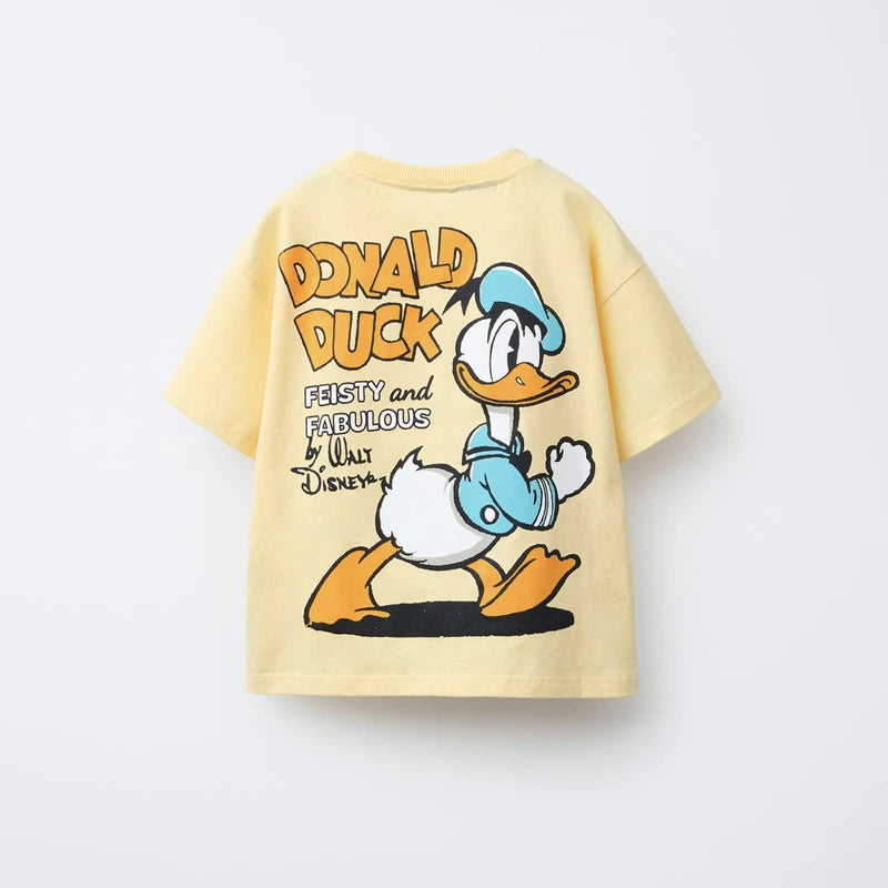 Mickey TShirt 2025 Summer Loose Casual Base Shirt Pure Cotton Tees New Design Round Neck Tops Toddler Cartoon Short Sleeve