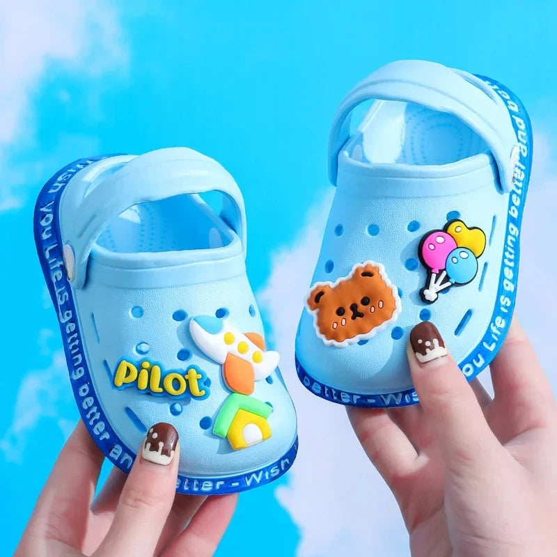 Summer Sandals, Girls, Kids, Baby Boys, Cartoon Sandals, Flat Heel, Soft Slippers, Garden Shoes