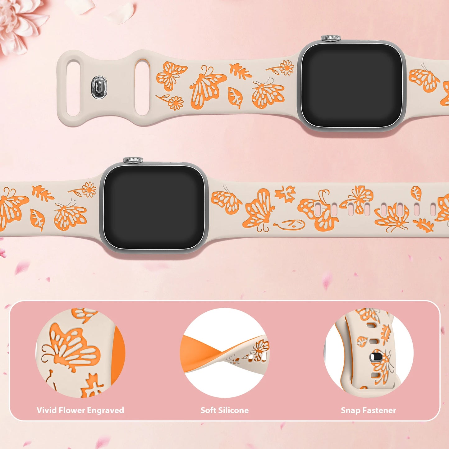 Engraved Silicone Strap For Apple Watch Band 41mm 45mm 40mm 44mm 49mm 38mm 42MM Correa Bracelet Series 9 8 7 6 5 4 3 SE Ultra 2