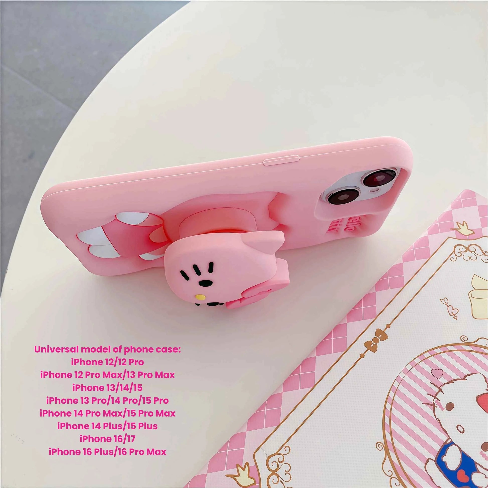 Cute Hello Kitty Phone Case For iPhone 17 16 15 14 13 12 11 Pro Max Plus 17Pro Head Grip Tok Holder Silicone Cartoon Phone Cases