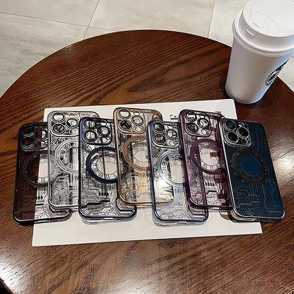 Luxury Transparent For Magsafe Magnetic Case For iPhone 15 14 13 12 11 16 Pro Max Wireless Charging Cover 16 15 Plus Accessories