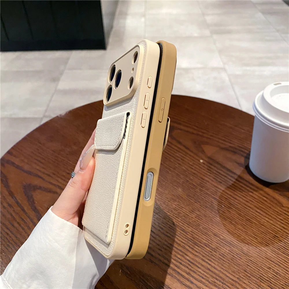 Elegant Leather Card Holder Wallet Case for iPhone 17