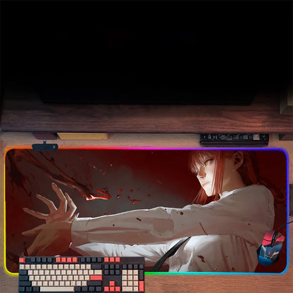 Makima Chainsaw Man RGB Pc Gamer Keyboard Mouse Pad Mousepad LED Glowing Mouse Mats Rubber Gaming Computer Mausepad