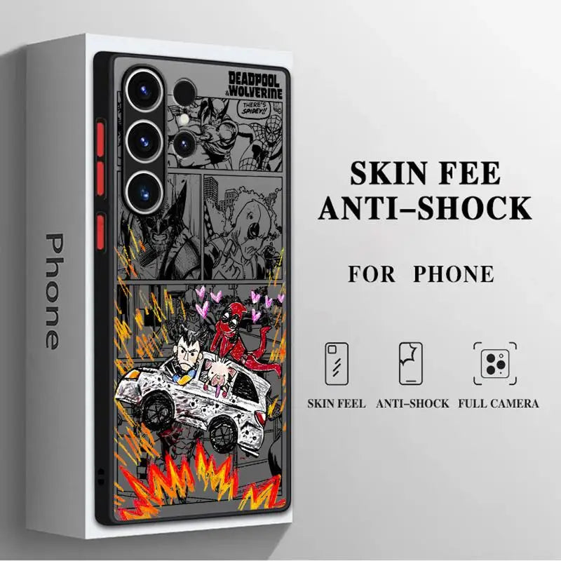 Deadpoollll And Wolverine Matte Phone Case for Samsung Galaxy S24 Ultra S23 S22 S21 Plus S20 FE Note 20 Ultra 10Plus Cover