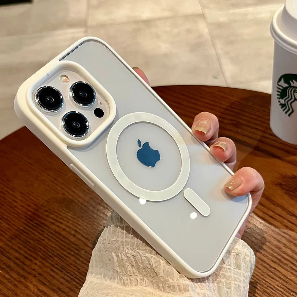 Luxury Magsafe Transparent Case for iPhone 17/16/15/14/13/12/11 Pro Max Plus Air - Magnetic Wireless Charging Clear Cover