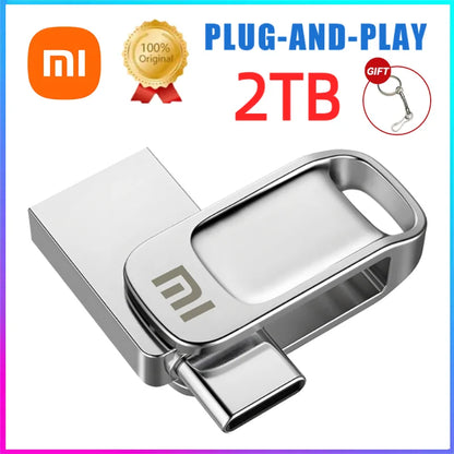 Original XIAOMI 2TB Metal Flash Drive USB 3.1 U Disk 2 IN 1 1024GB 512gb 1TB Pen Drives Waterproof Memory Stick Type C Adapter