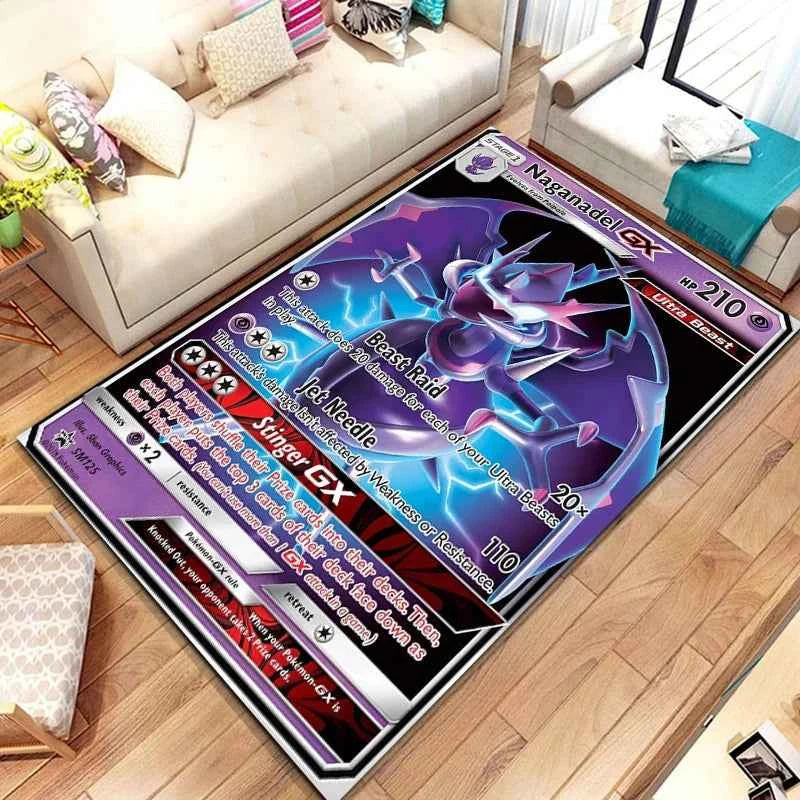 Pokemon Anime Card Pattern Large Area Rug 3D Carpet for Home Living Room Children's Bedroom Sofa Non-slip Kids Doormat Decor M