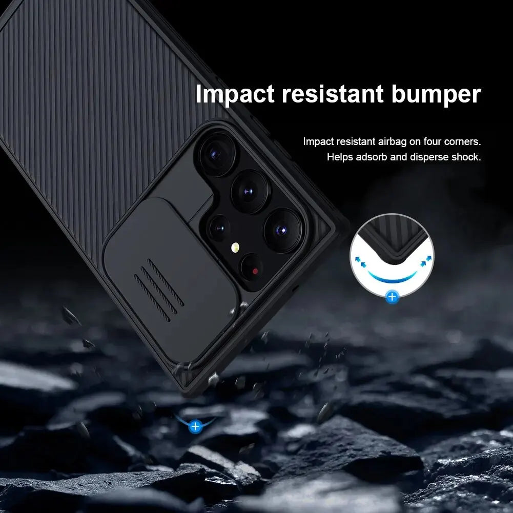 Nillkin Striped Phone Case for Samsung Galaxy S24 Ultra S23 S22 S21 Ultra Premium Upgraded Shockproof with Slide Camera Cover