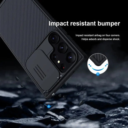 Nillkin Striped Phone Case for Samsung Galaxy S24 Ultra S23 S22 S21 Ultra Premium Upgraded Shockproof with Slide Camera Cover