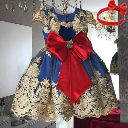 Vintage Embroidery Luxury Party Dresses Girls Floral Elegant Princess Dress Birthday Pageant Formal Gown  Kids Ceremony Costumes