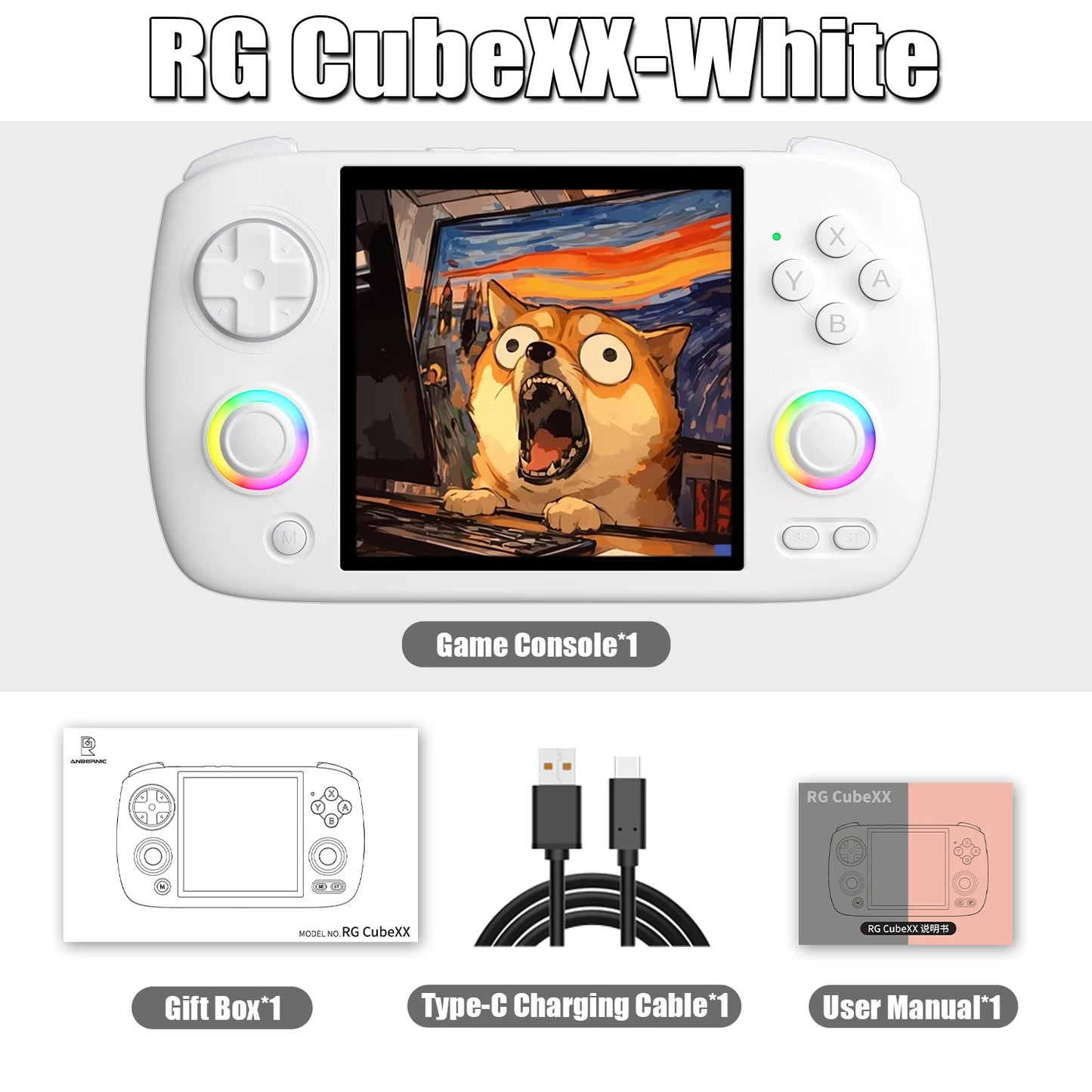 ANBERNIC RG CubeXX Handheld Game Console 3.95” 720*720 IPS OCA 1:1 Screen 3800mAh H700 Linux System RGCUBEXX TV HD Out With APP