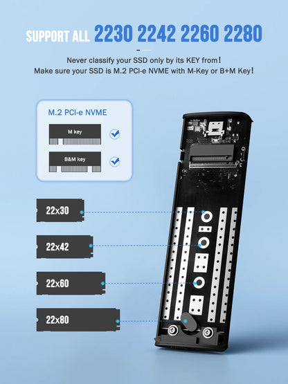 Lemorele SSD Enclosure M.2 NVMe USB 3.1 10Gbps PCIe M.2 SSD Case Enclosure External for External Hard Drive M/B+M Key M.2 SSD