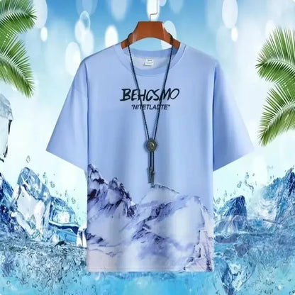 Loose Short Sleeve round Neck T-Shirt Thin Summer Casual Style for Men Breathable Streetwear Student Stall Short T-Shirt