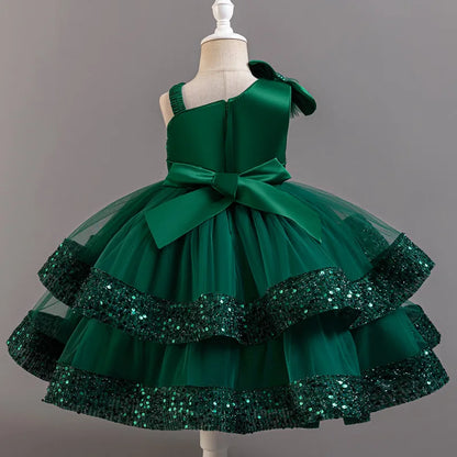 Flower Princess Sequins Baby Wedding Christmas Party Short Sleeveless Dress Birthday Party Wedding Flower Girl Sweet Cute Dress