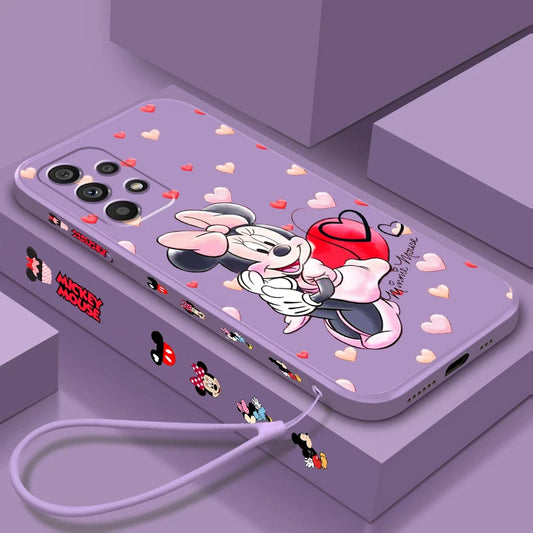 Anime cartoon characters Pink Liquid Left Rope For Samsung Note 20 10 A54 A31 A14 A03 A22 A34 A04 A24 Ultra Plus 5G Cover Phone Case