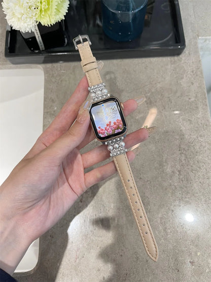 Design band For Apple Watch bands ultra-2 49mm 45mm 41mm 40mm-44mm Luxury Women Leather strap for iWatch Series 9 8 7 6 5 4 3 SE