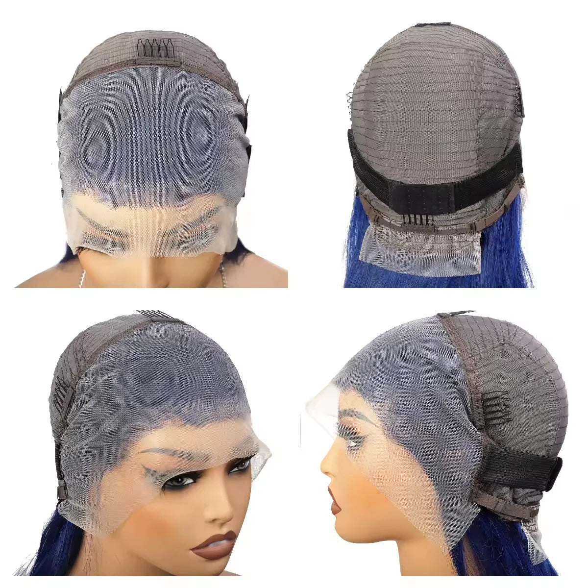 Dark Blue Short Straight Bob Wigs Human Hair 13x4 HD Lace Frontal Human Hair Wigs For Women 200 Density