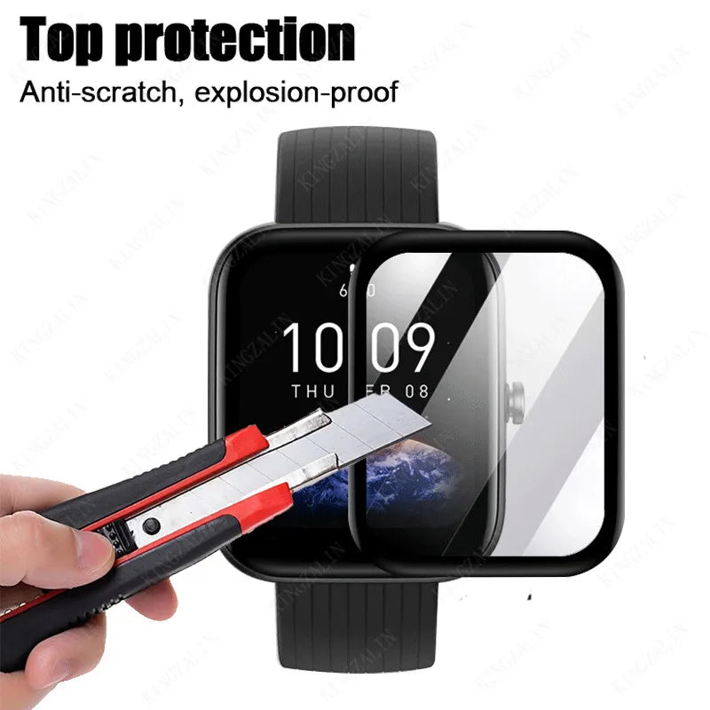 Glass for Huami Amazfit Bip 3 5pro Bip U pro Screen Protector Coverage Curverd Protective Glass for Amazfit Bip 3 pro Soft Glass