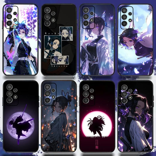 Demon😈Slayer Phone Case ForSamsung S24, S22, S23, Ultra, Plus, Black Soft Cover