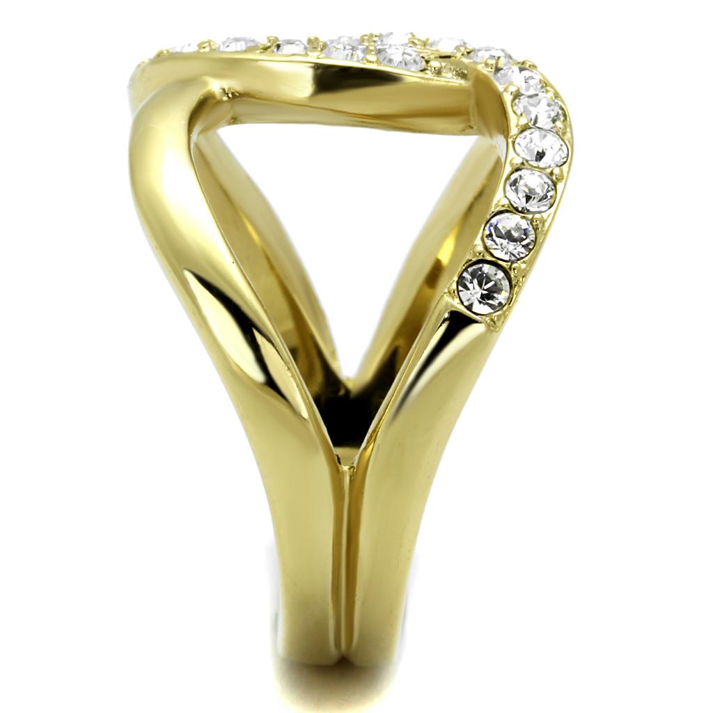 Two-Tone IP Gold (Ion Plating) Stainless Steel Ring with Top