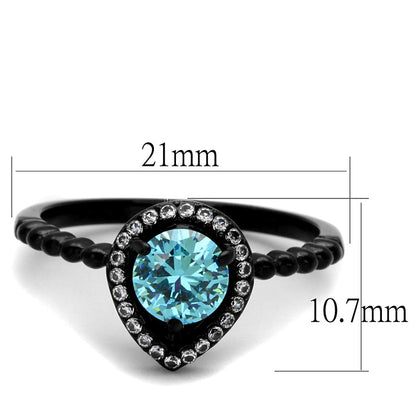 IP Black(Ion Plating) Stainless Steel Ring with AAA Grade CZ