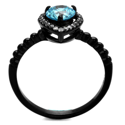 IP Black(Ion Plating) Stainless Steel Ring with AAA Grade CZ