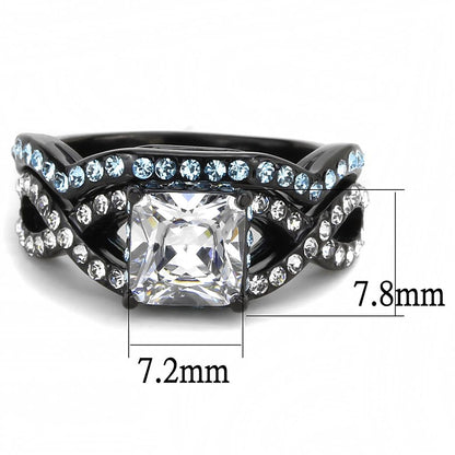 IP Black(Ion Plating) Stainless Steel Ring with AAA Grade CZ