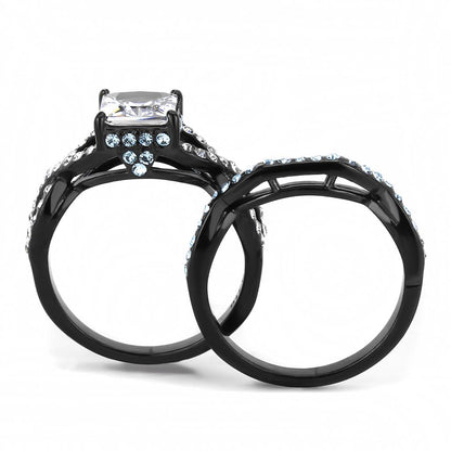 IP Black(Ion Plating) Stainless Steel Ring with AAA Grade CZ